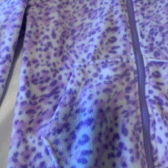 Eddie Bauer Girls Fleece Lavender Zip Up Leopard Jacket M 10-12 - Picture 7 of 8